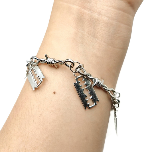 Barbed Wire With Four Blades Zinc Alloy Bracelets / Men's And Women's Gothic Jewelry