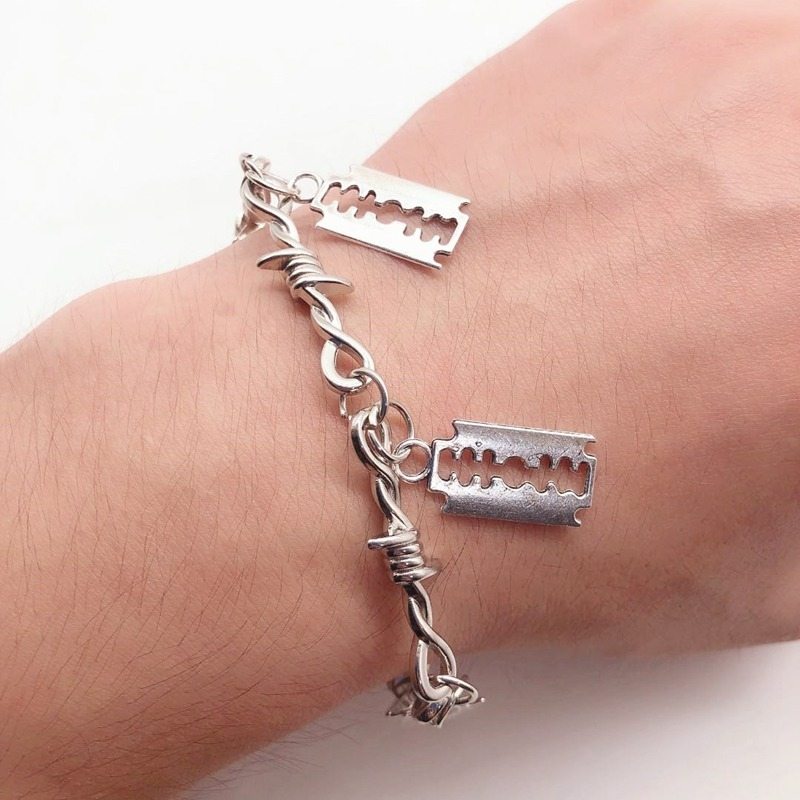 Barbed Wire With Four Blades Zinc Alloy Bracelets / Men's And Women's Gothic Jewelry