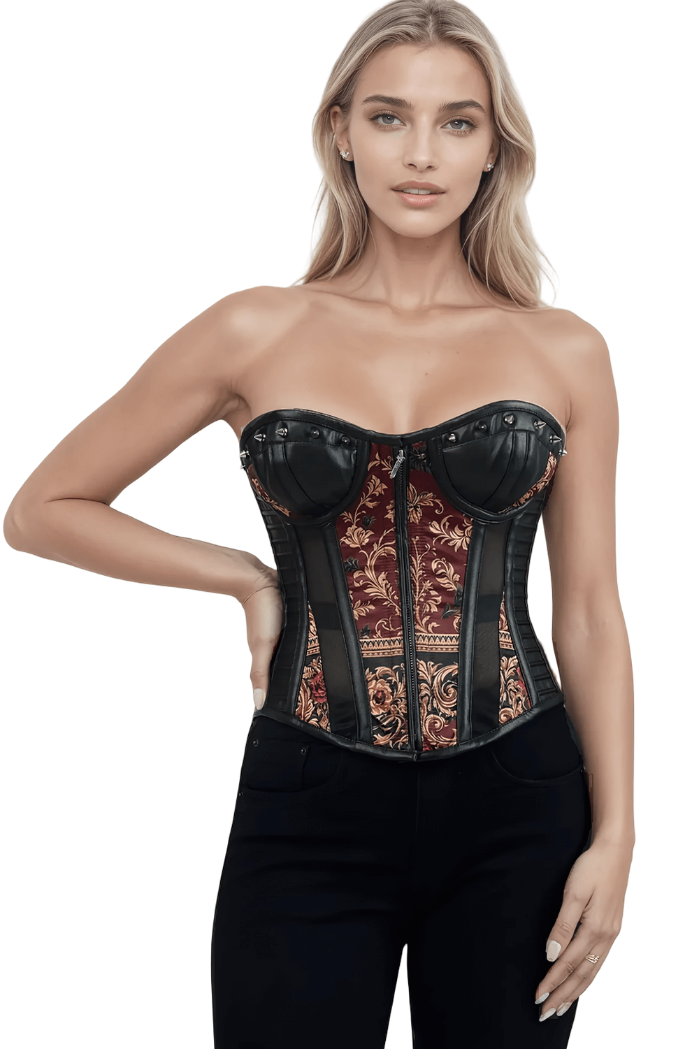 Baroque Reverence Overbust Corset with Mesh and Zip