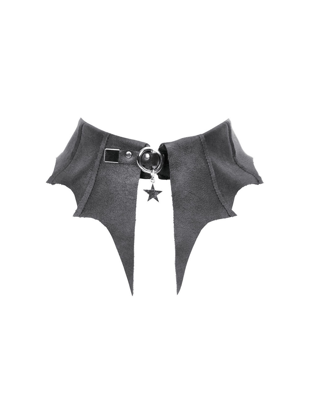 Bat Wing Faux Leather Choker Collar with Star Charm Ring