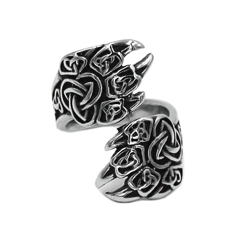 Bear Claw Stainless Steel Ring / Triquetra Symbol Ring / Men's And Women's Nordic Style Jewelry