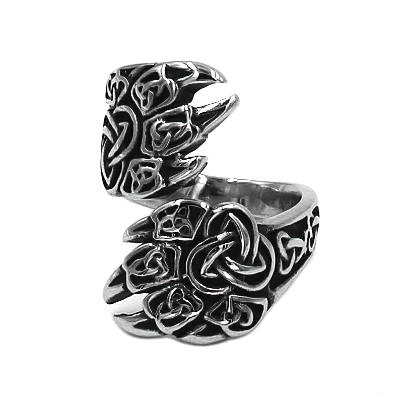 Bear Claw Stainless Steel Ring / Triquetra Symbol Ring / Men's And Women's Nordic Style Jewelry