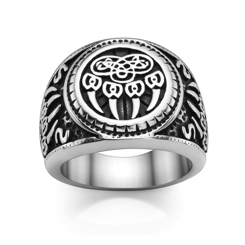 Bear Paw Stainless Steel Talisman Rings / Celtic Knot Amulet Ring / Cool Men's And Women's Jewelry