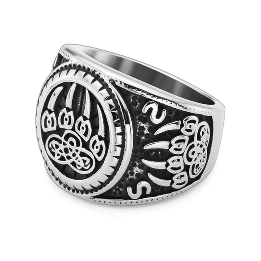 Bear Paw Stainless Steel Talisman Rings / Celtic Knot Amulet Ring / Cool Men's And Women's Jewelry