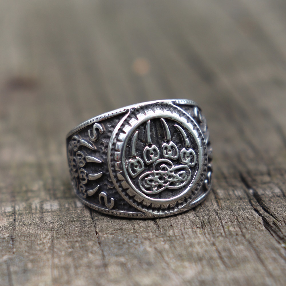Bear Paw Stainless Steel Talisman Rings / Celtic Knot Amulet Ring / Cool Men's And Women's Jewelry