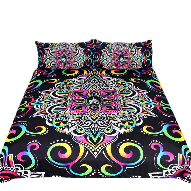 Bedding Set of 3pcs Watercolor Witchcraft / Mandala Saucerman Bedspreads