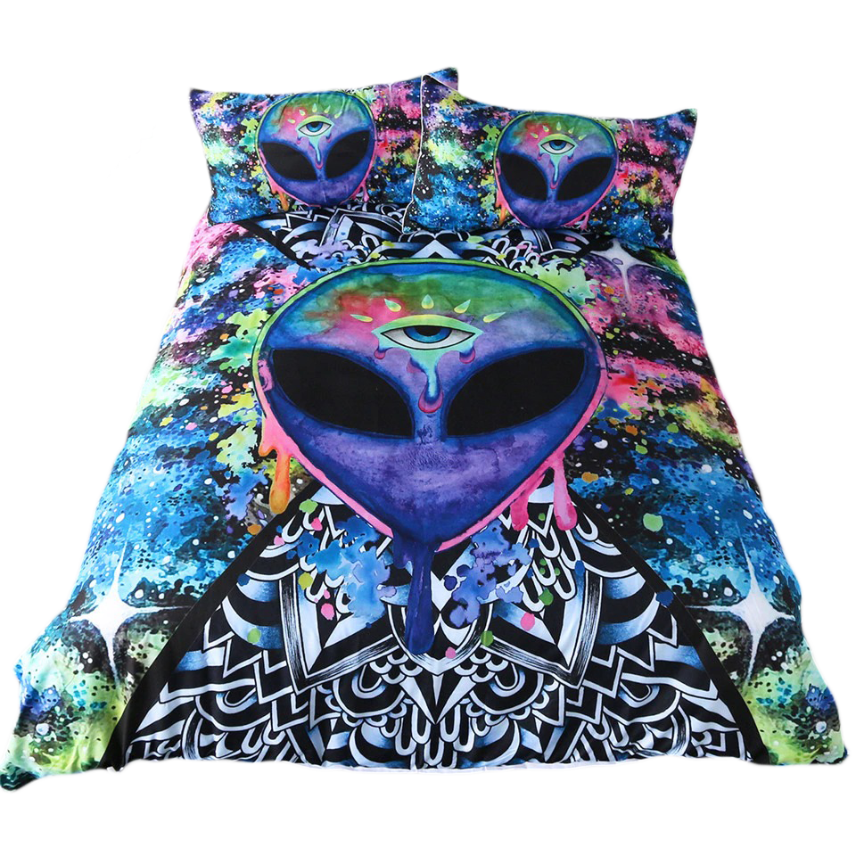 Bedding Set of 3pcs Watercolor Witchcraft / Mandala Saucerman Bedspreads