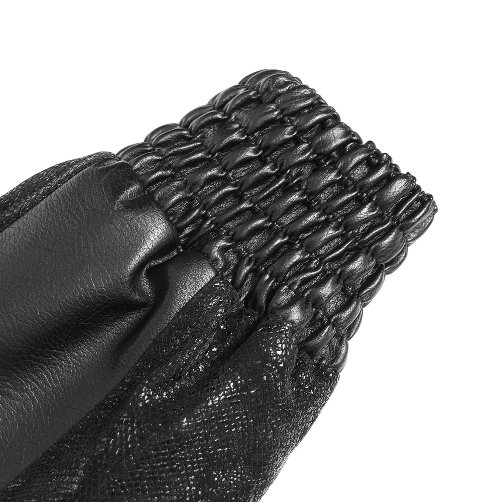 Biker Black Jacket with Buckles and Leather Details