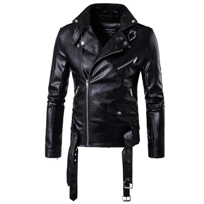 Biker Jacket with a Turn-down Collar / Rock Style Faux Leather Jacket