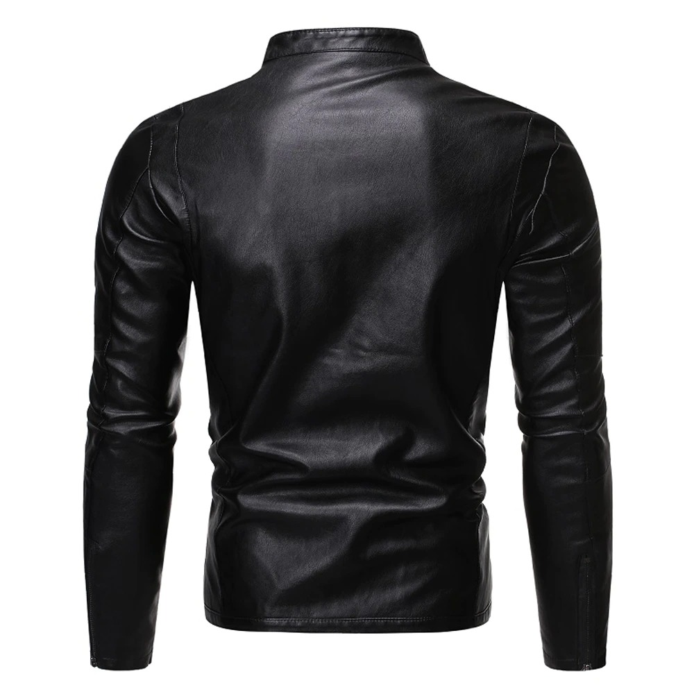 Biker Jacket With Oblique Zipper / Fashion Men's Solid PU Leather Jackets