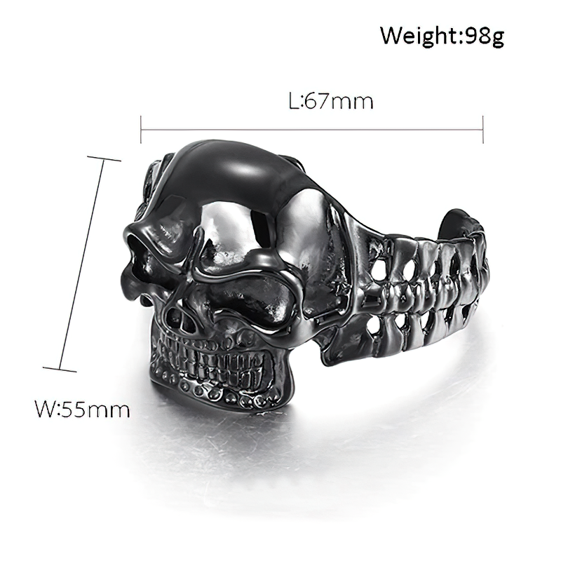 Biker Men's Skull Stainless Steel Black Color  Bracelet / Gothic Male Open Bracelets