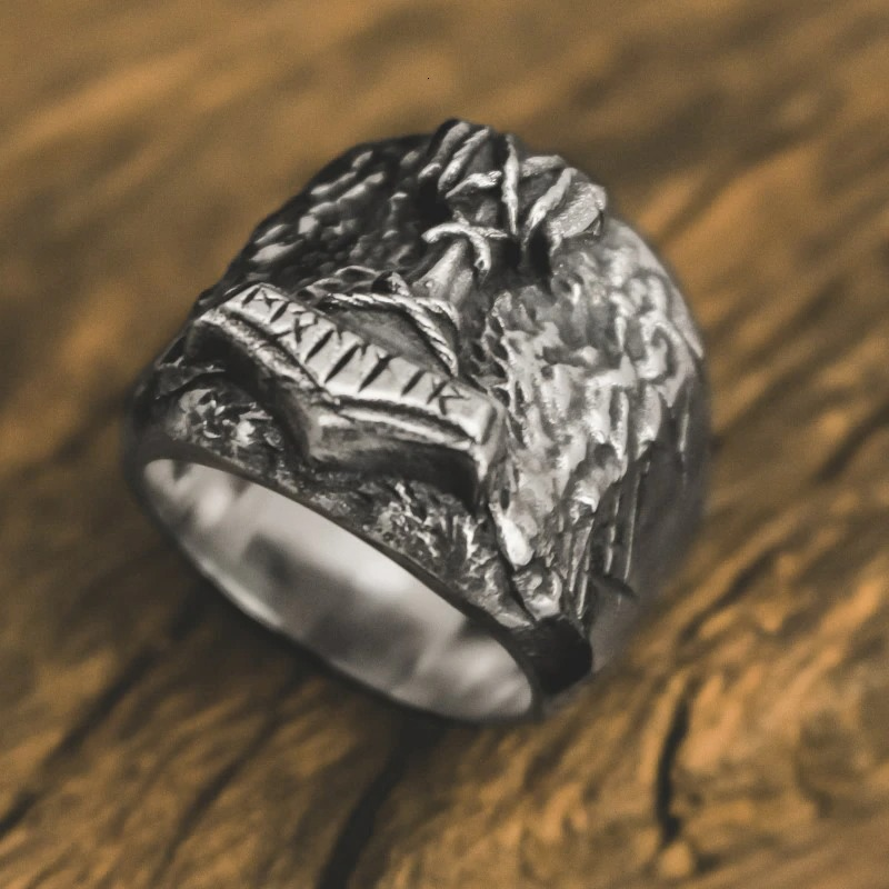 Biker Ring Son of Odin / Men's Amulet with Rune / Jewelry for Men