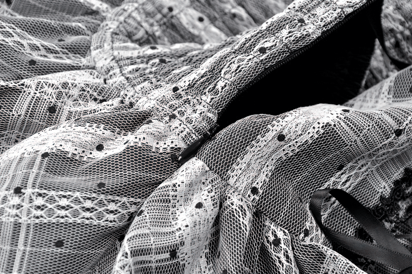 Black and Gray Lolita High-Waist Tiered Lace Skirt