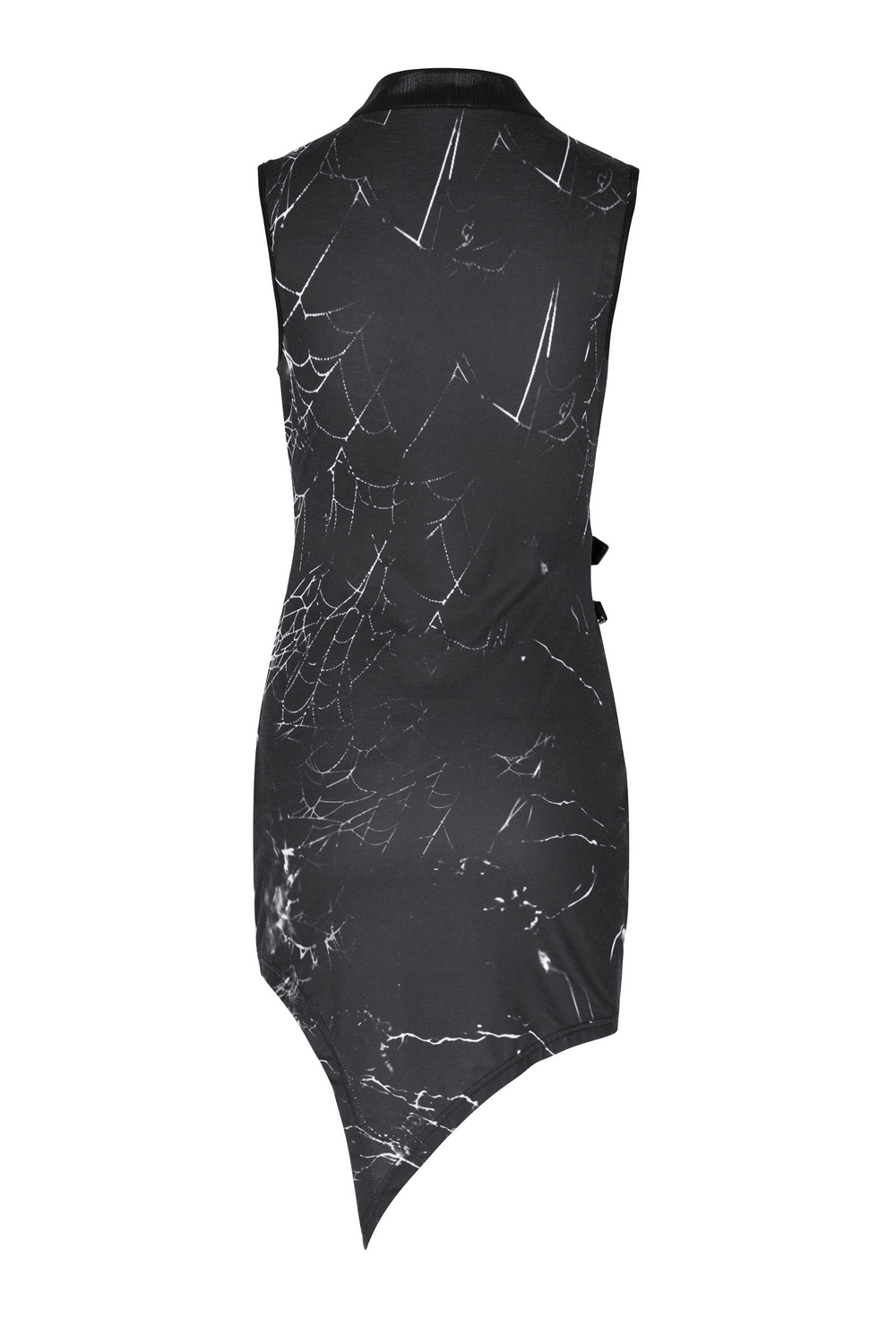 Black and White Gothic Asymmetrical Dress with Buckles