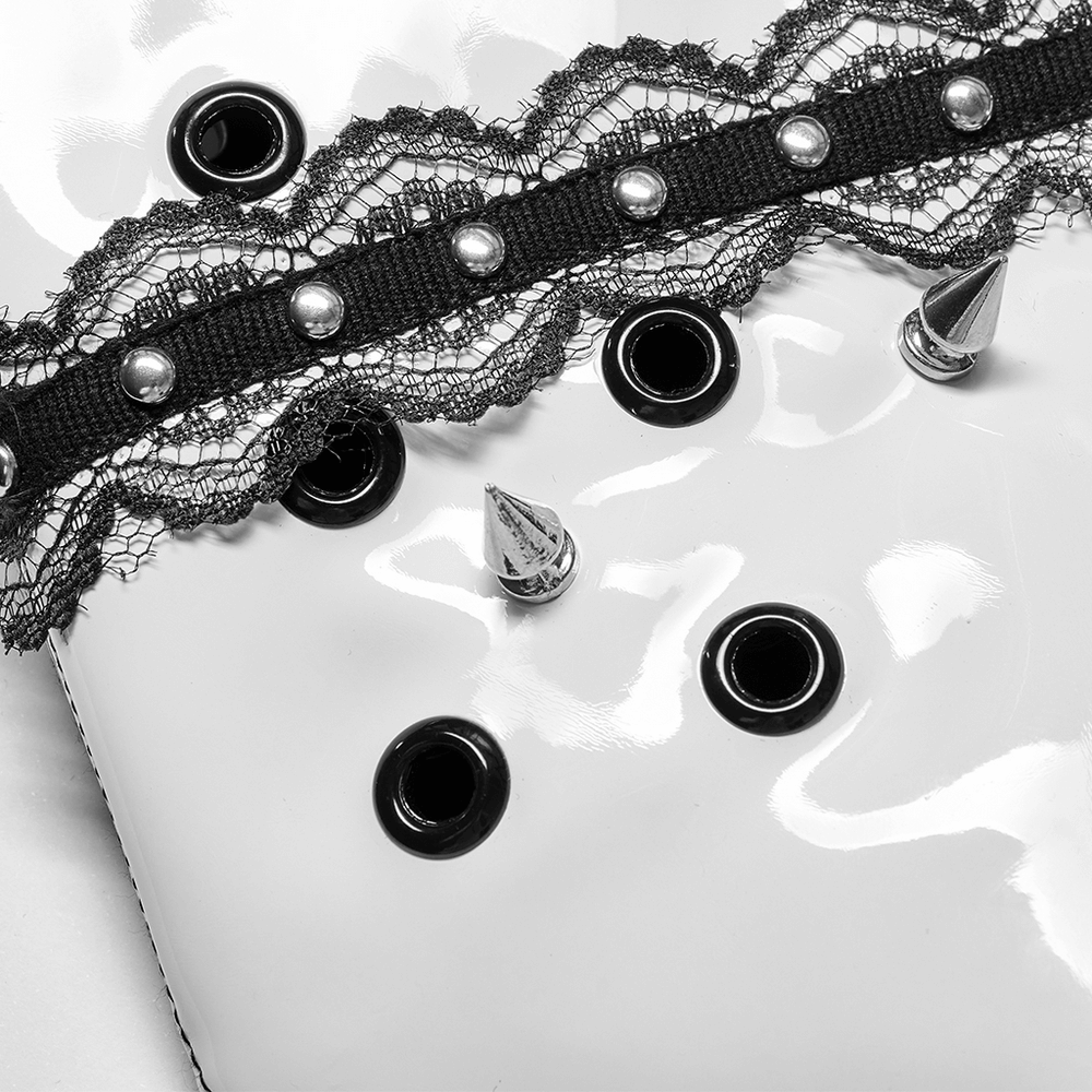 Black and White Gothic Mask with Lace and Ventilation