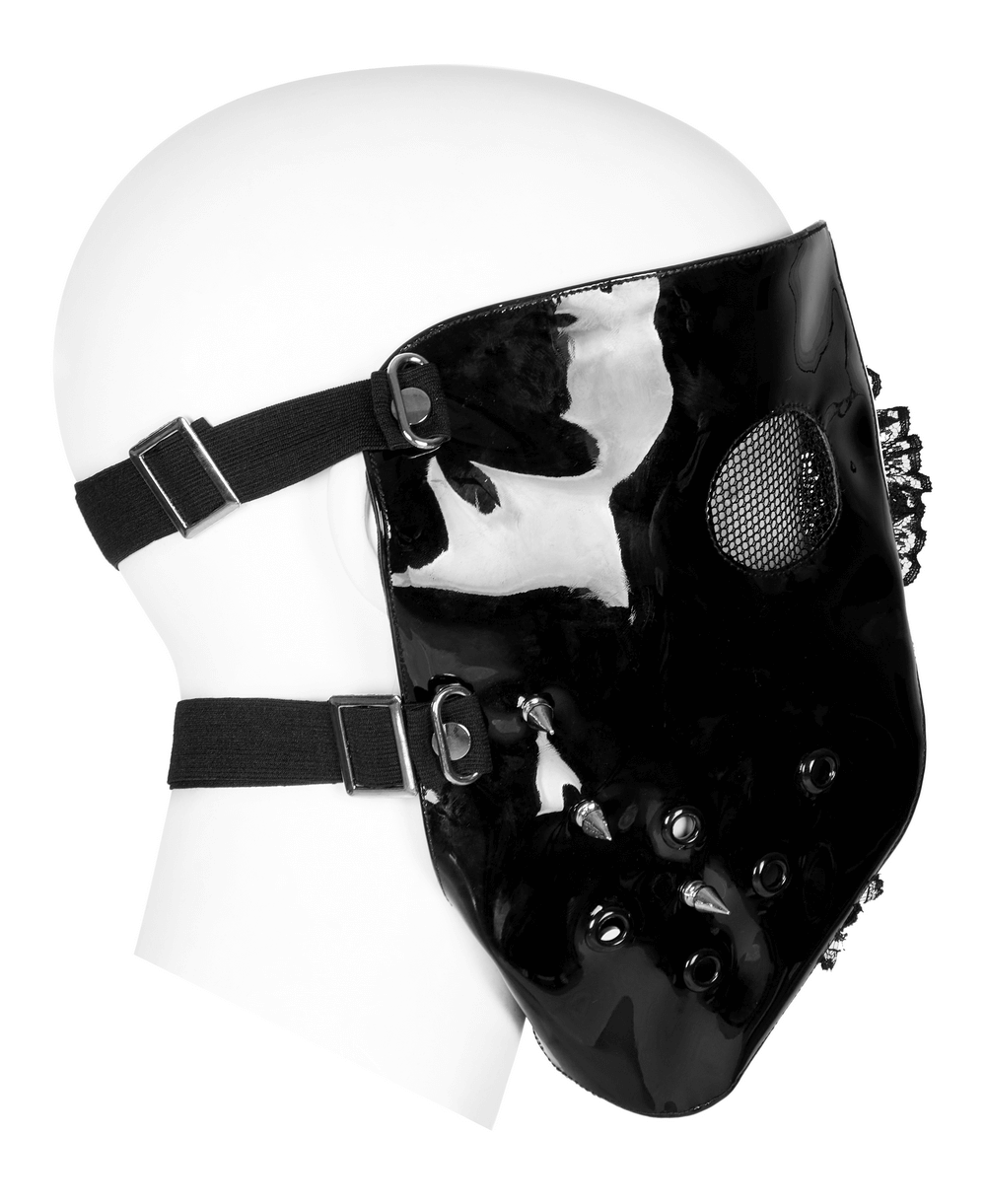 Black and White Gothic Mask with Lace and Ventilation