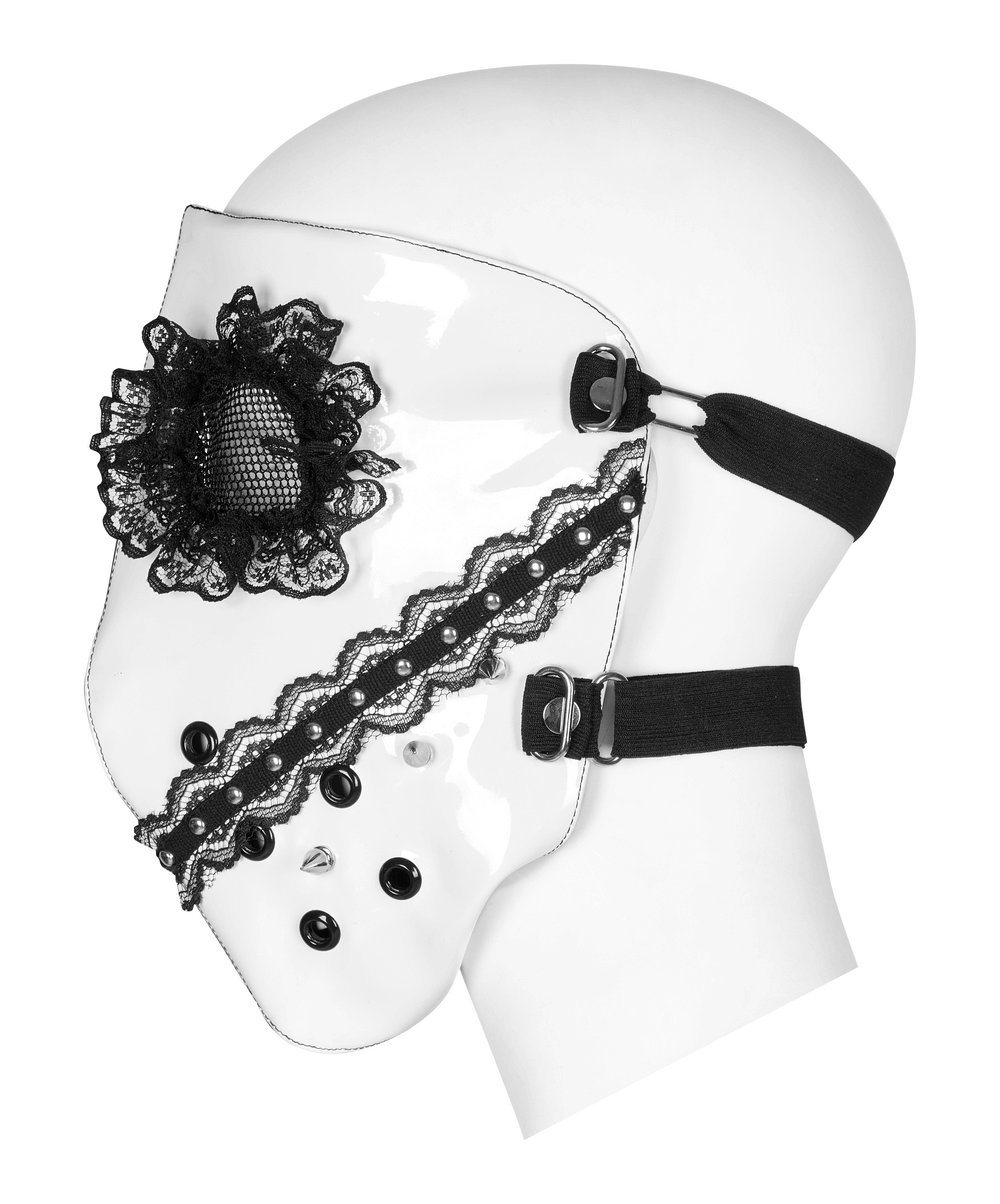 Black and White Gothic Mask with Lace and Ventilation