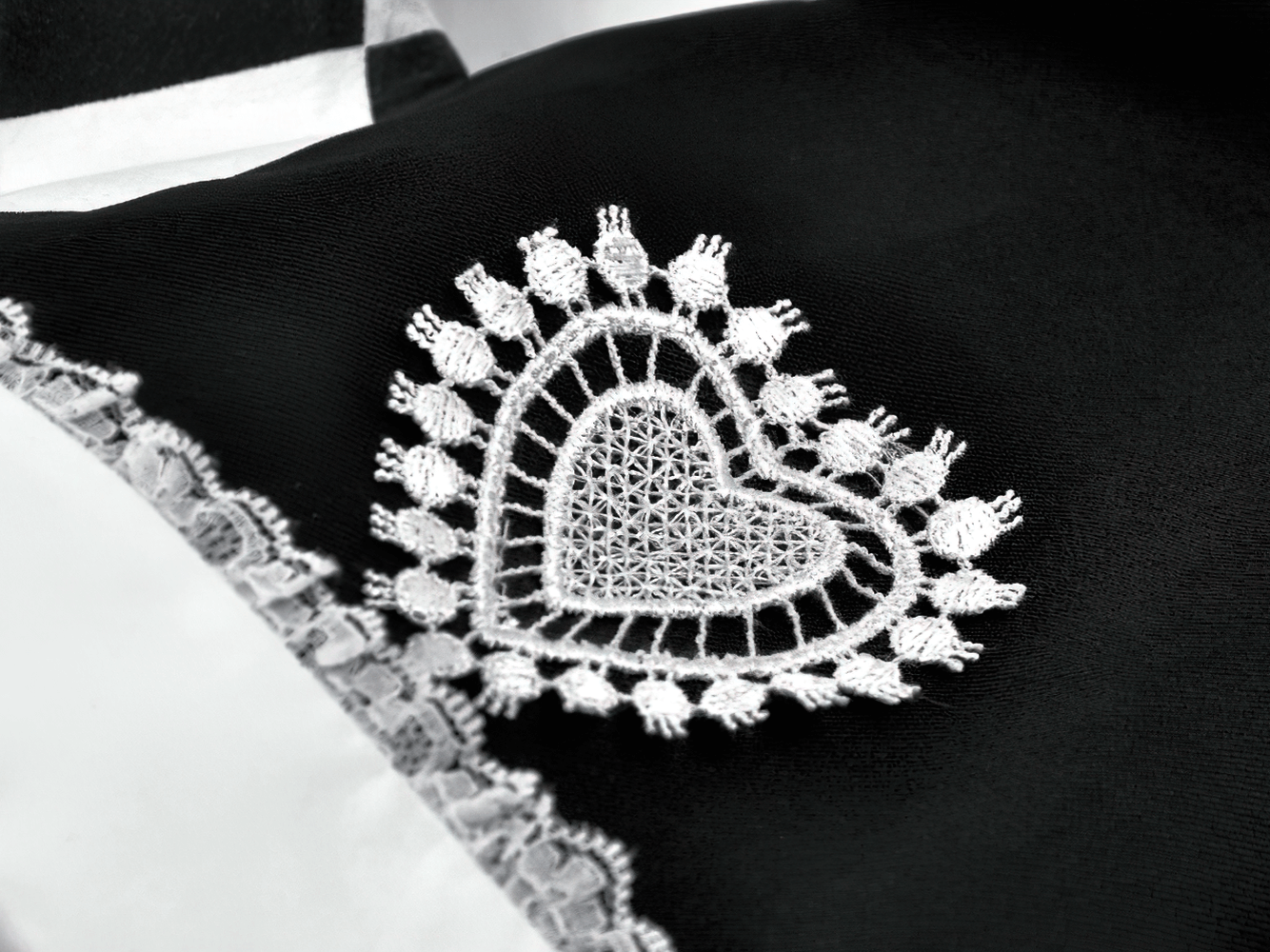 Black and White Harlequin Jester Hat with Lace Trim