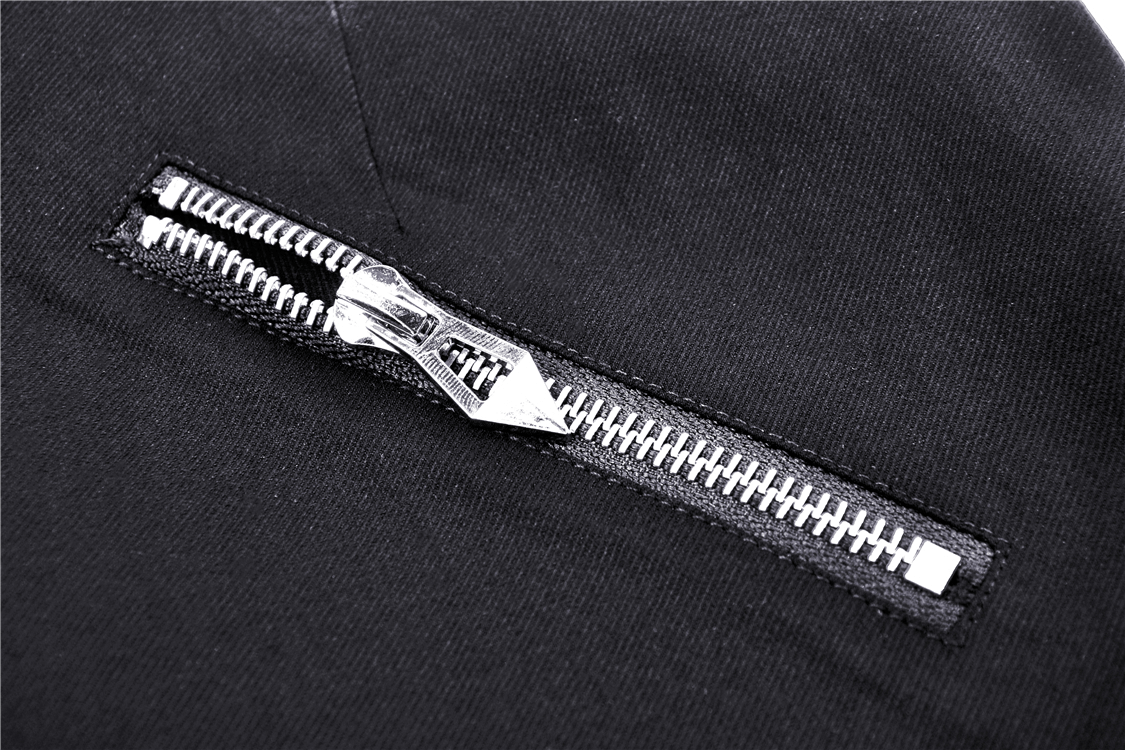 Black and White Punk Mini Skirt with Leg Loop Zipper