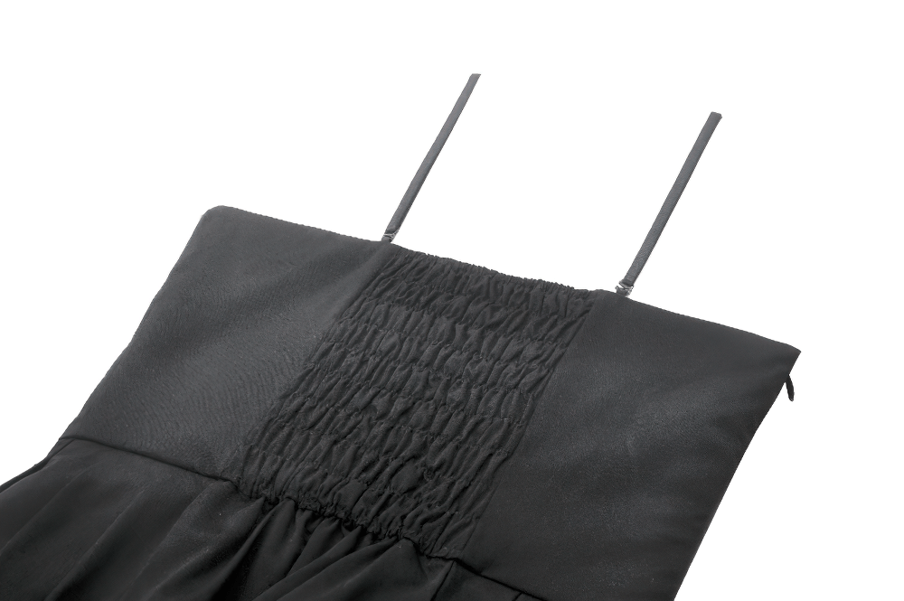 Black and White Ruffled Gothic Dress with Lace and Bow