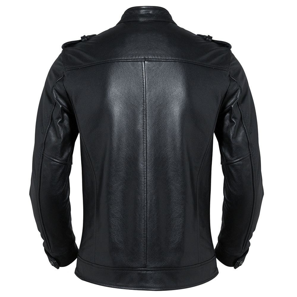 Black Biker Genuine Leather Jacket with Pockets / Men's Motorcycle Clothing