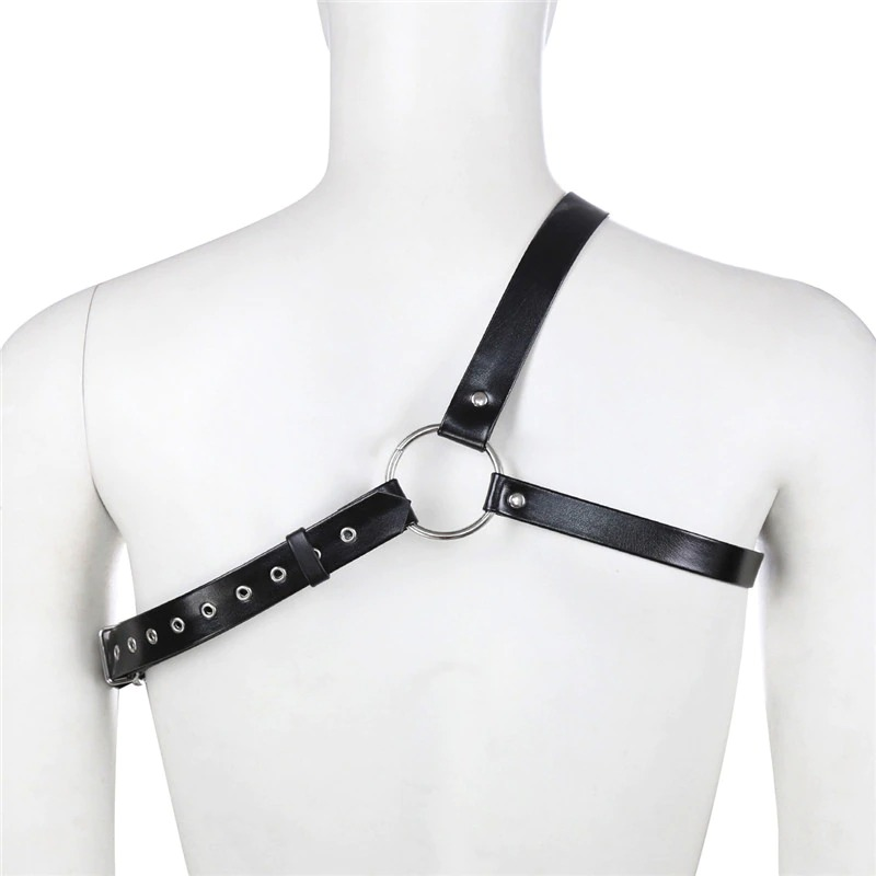 Black Body Chest Strap Harness For Men / Alternative Fashion Adjustable Bondage Suspenders