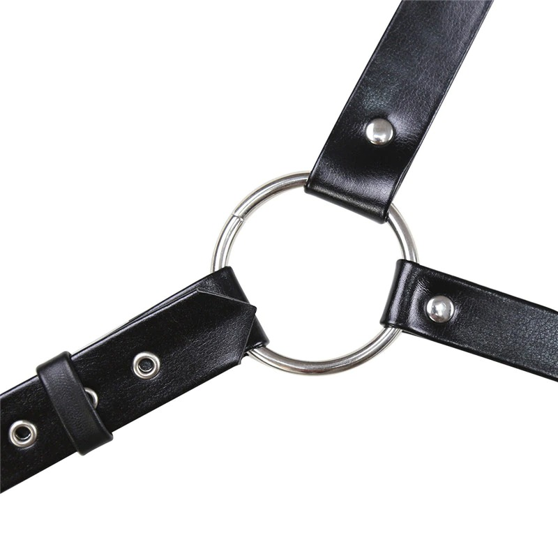 Black Body Chest Strap Harness For Men / Alternative Fashion Adjustable Bondage Suspenders