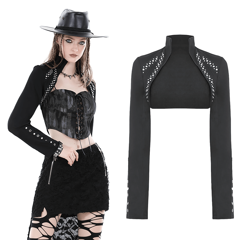 Black Bolero with Bead Embellishments - Elegant Evening Wear