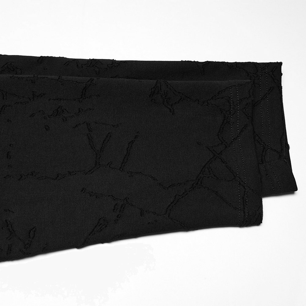 Black Burnout Knit Gothic Top with Stand Collar Design