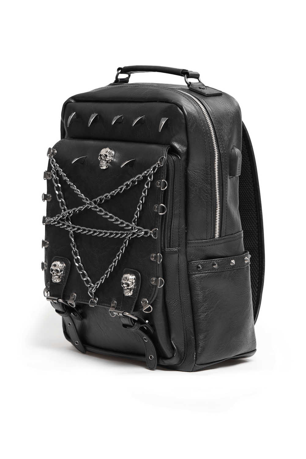 Black Chain and Skull Embellished Gothic Backpack