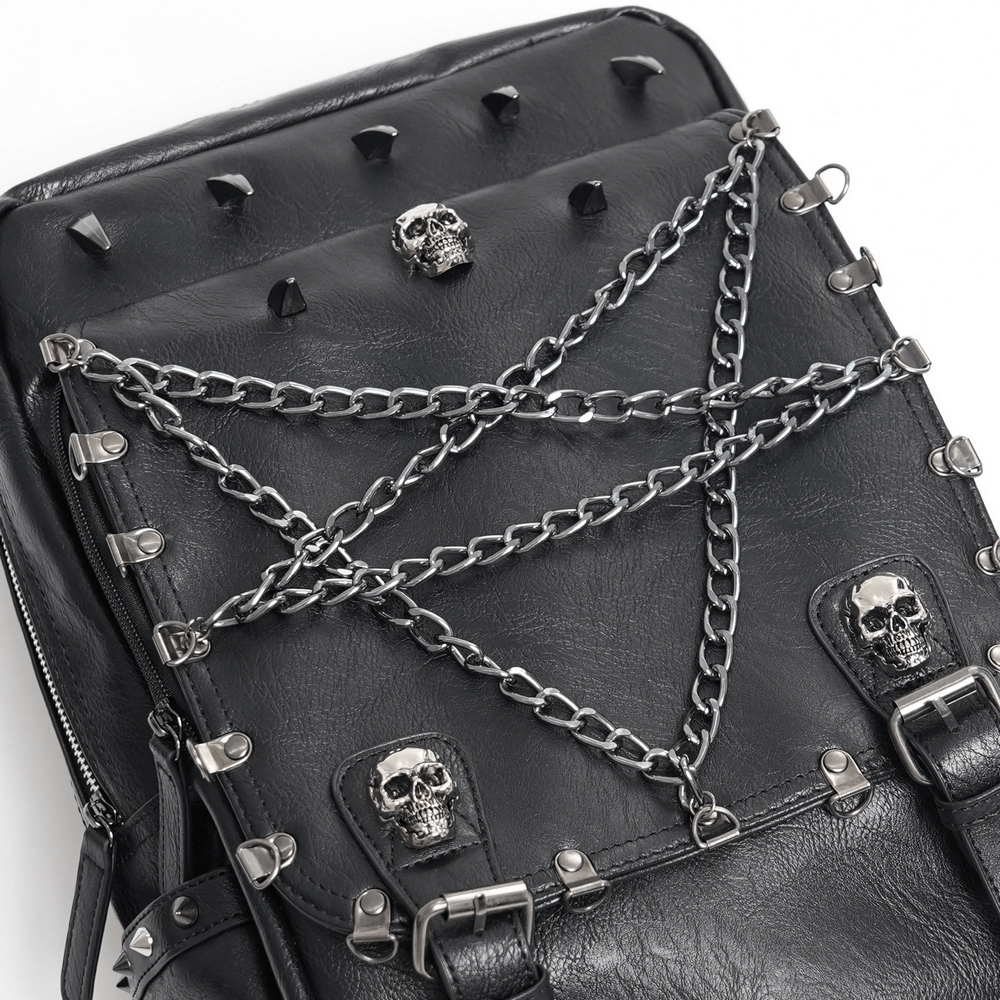 Black Chain and Skull Embellished Gothic Backpack