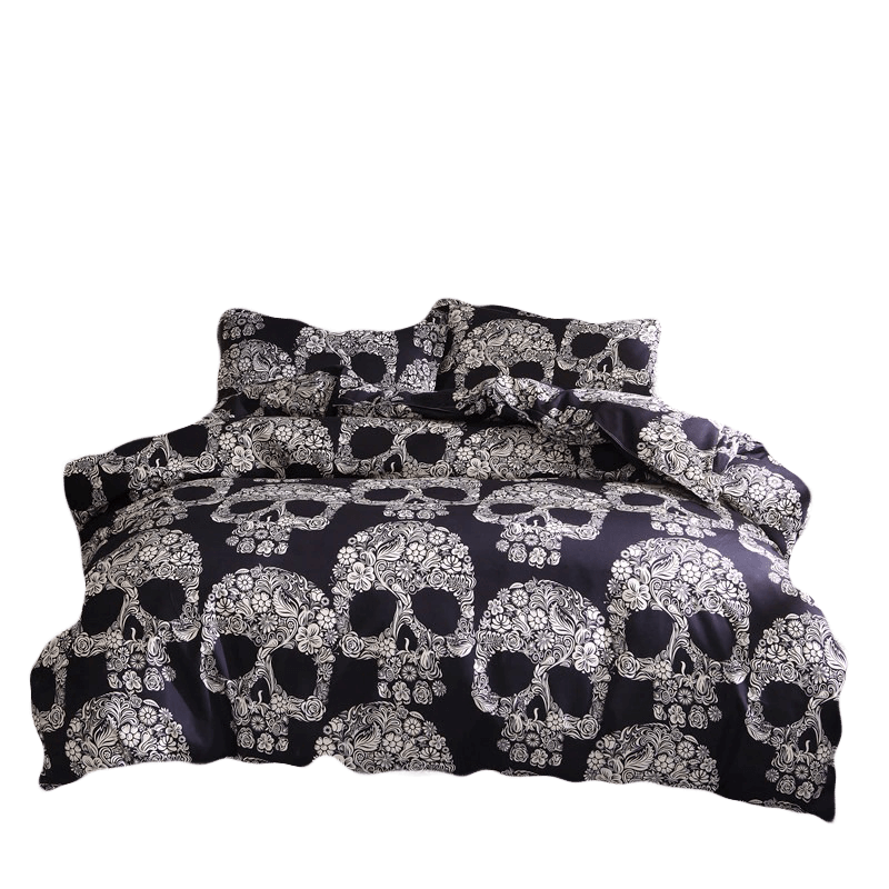 Black Color Duvet Cover With Luxury Sugar Skull / Beddings and Sets For Bed King Size 3D