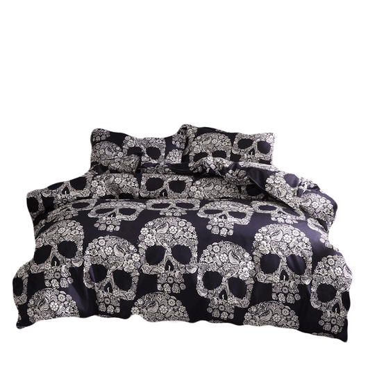 Black Color Duvet Cover With Luxury Sugar Skull / Beddings and Sets For Bed King Size 3D