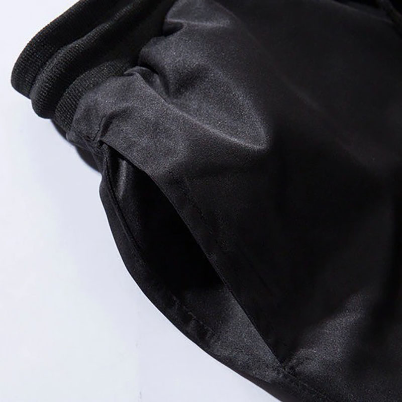 Black Cotton Cargo Shorts for Men / Casual Male Shorts with Reflective Ribbons