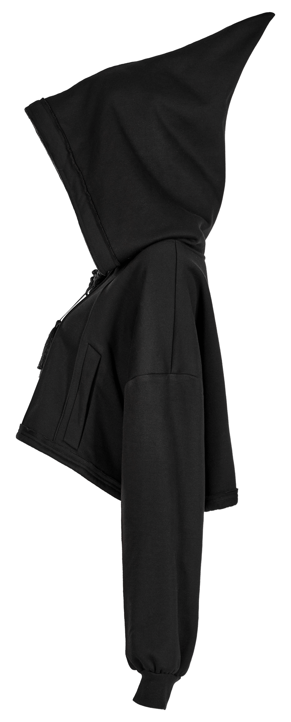 Black Cropped Hoodie with Enchanting Wizard Hood