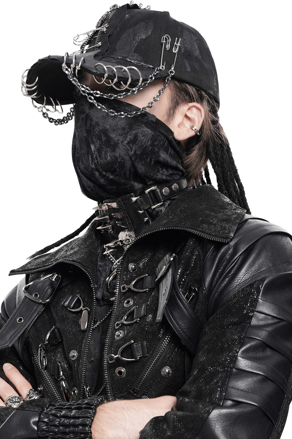 Black Crushed Neck Scarf for Gothic and Alternative Fashion