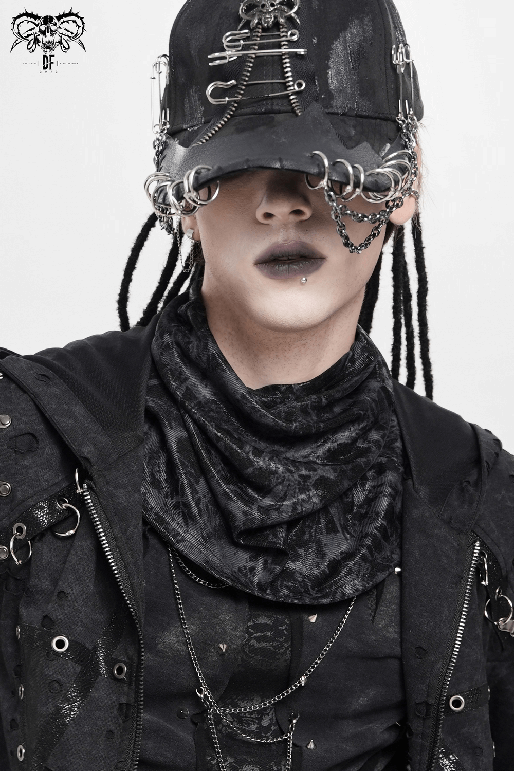 Black Crushed Neck Scarf for Gothic and Alternative Fashion