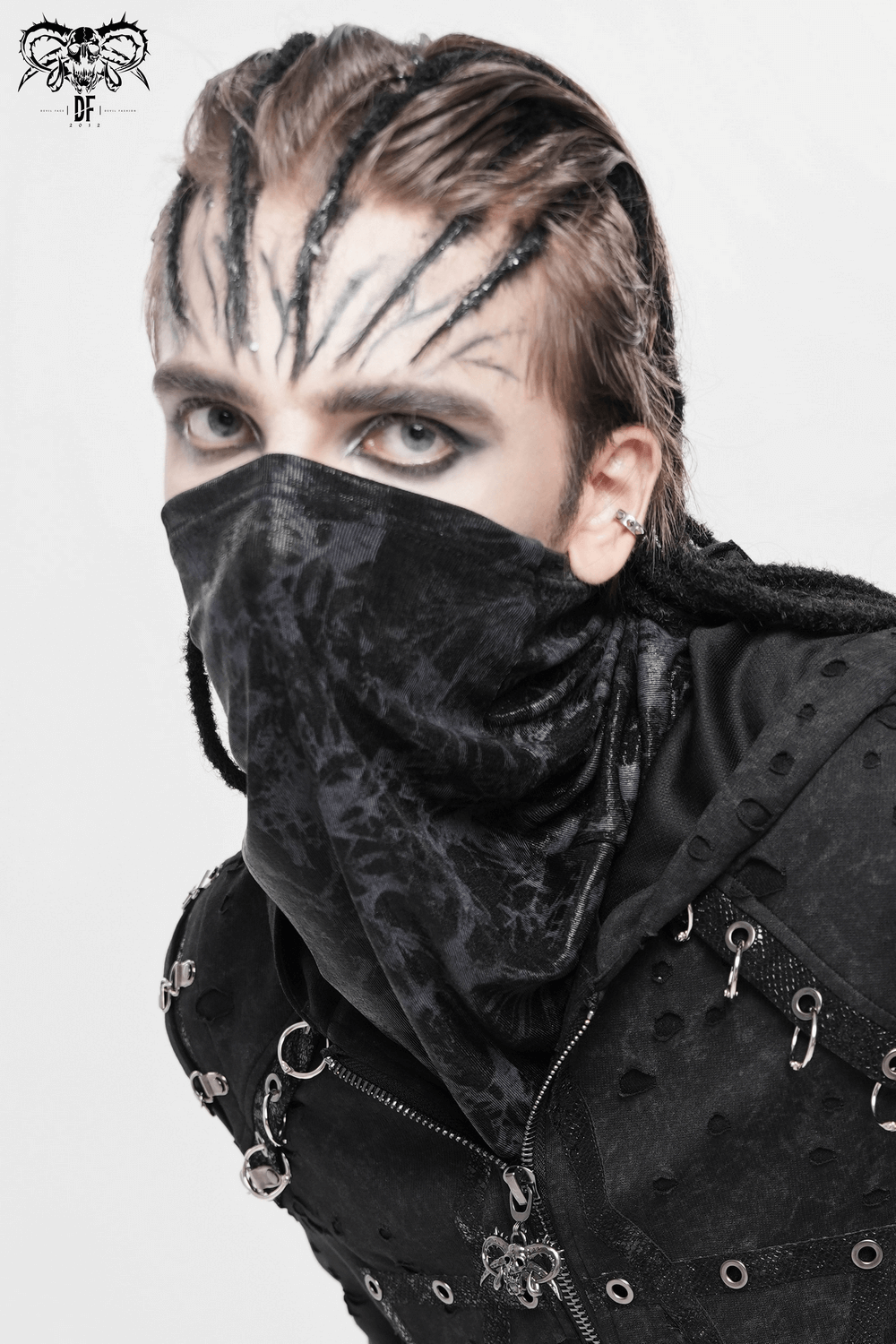 Black Crushed Neck Scarf for Gothic and Alternative Fashion