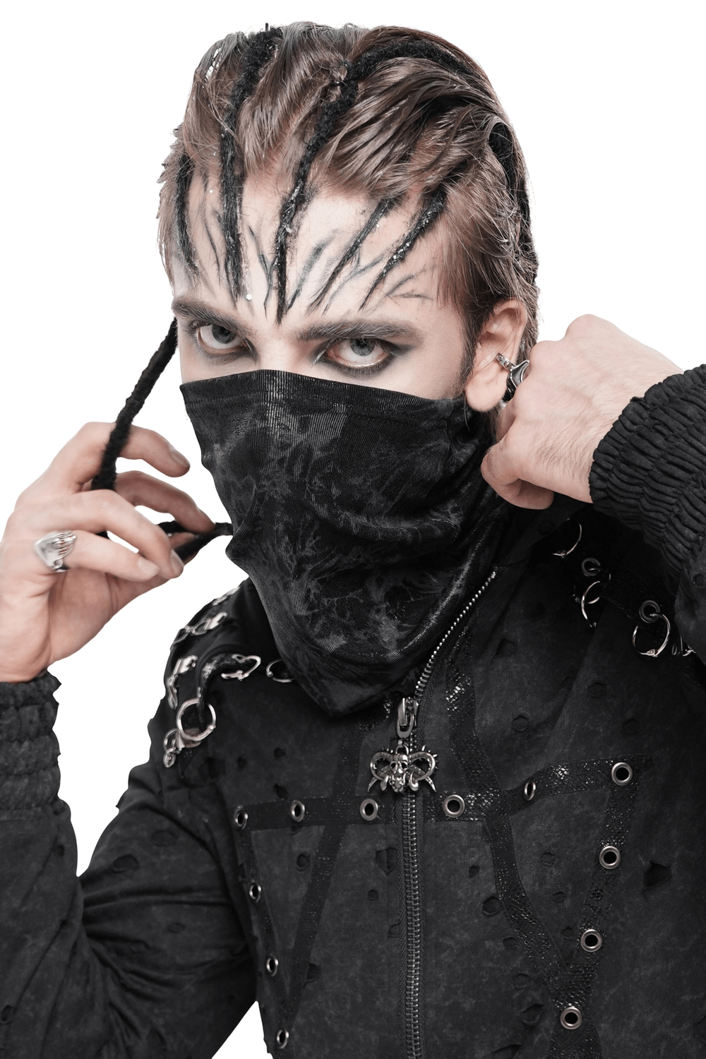 Black Crushed Neck Scarf for Gothic and Alternative Fashion