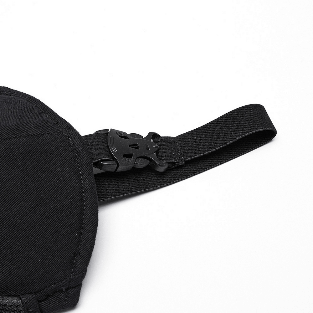 Black Cyberpunk Corset Waistcoat with Buckle Straps