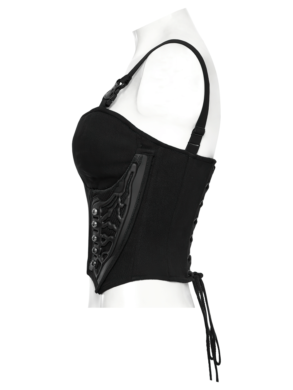 Black Cyberpunk Corset Waistcoat with Buckle Straps