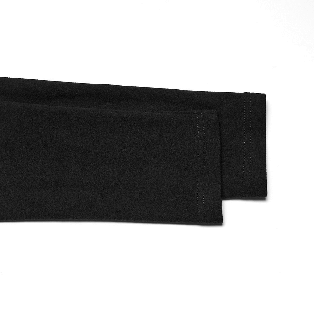 Black Cyberpunk Long Sleeve Top with Textured Panels