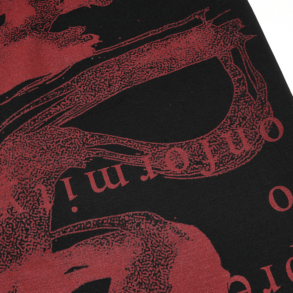 Black Dragon Print Asymmetric Skirt with Chains