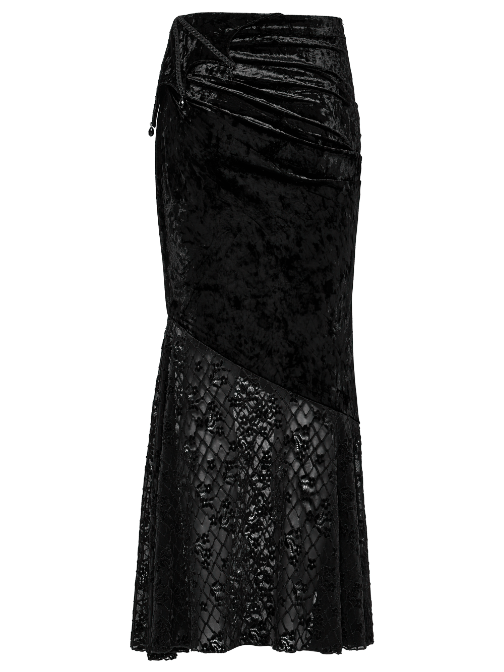 Black Elegant Lace Asymmetrical Skirt with Fishtail Design
