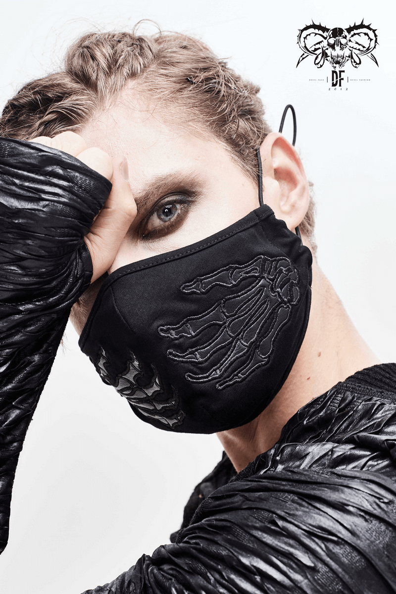 Gothic Black Skeleton Face Mask with Adjustable Straps