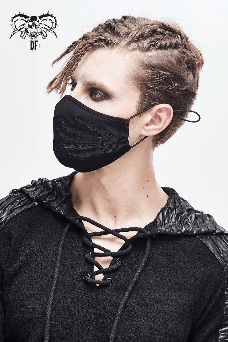 Gothic Black Skeleton Face Mask with Adjustable Straps