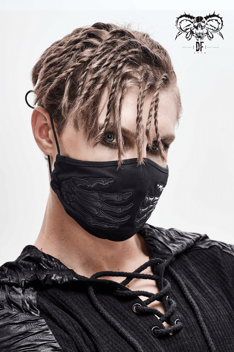 Gothic Black Skeleton Face Mask with Adjustable Straps
