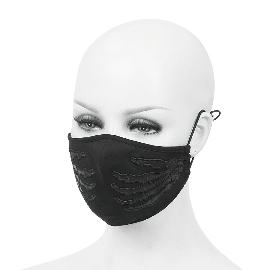 Gothic Black Skeleton Face Mask with Adjustable Straps
