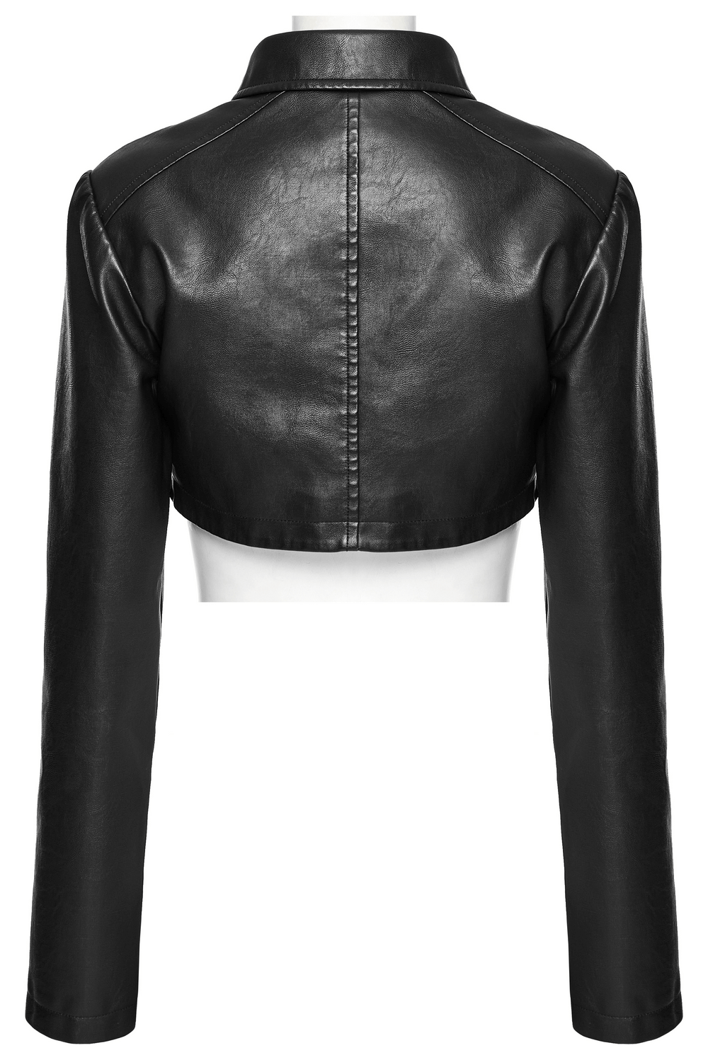 Black Faux Leather Punk Jacket with Mesh And Spikes