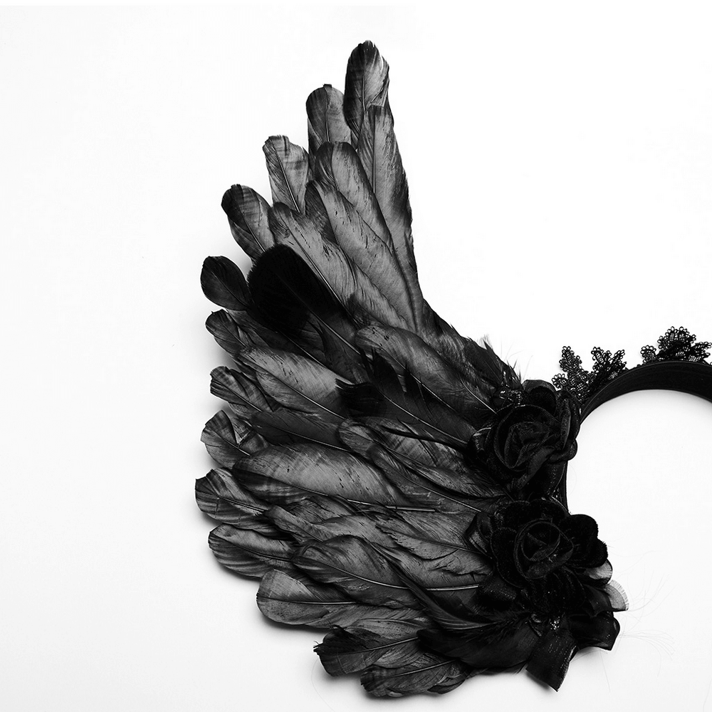 Black Feather Angel Wings Headband - Elegance Accessory